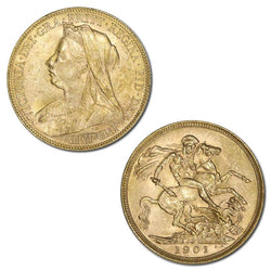 1901 Perth Victoria Veiled Head Gold Sovereign Lustrous nUNC