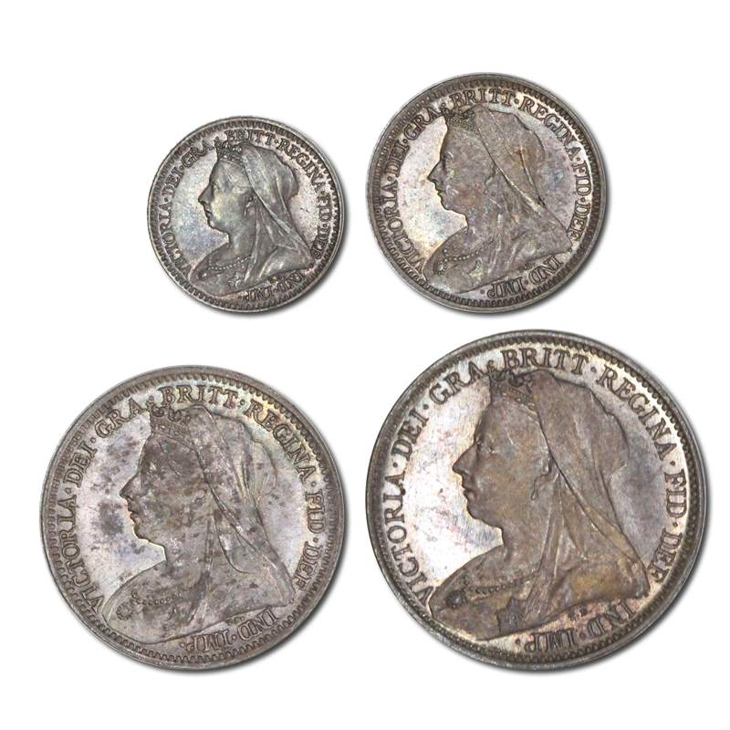 Great Britain 1901 Victoria Veiled Head Maundy Set