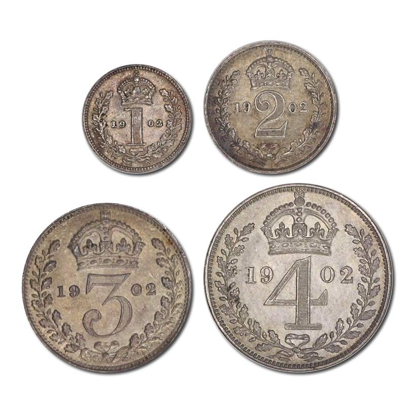 Great Britain 1902 Edward VII Silver Maundy Set