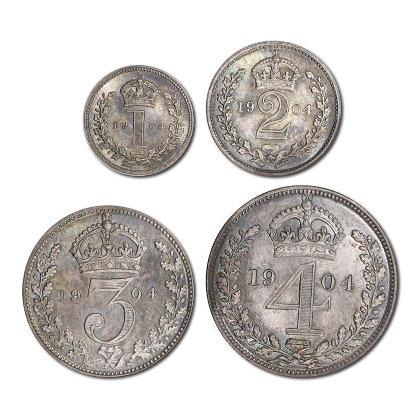 Great Britain 1904 Edward VII Silver Maundy Set