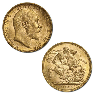 1905 Melbourne King George V Gold Sovereign Lustrous UNC