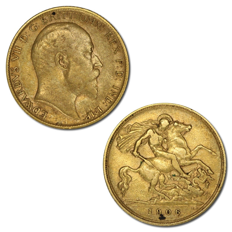 Great Britain 1906 Gold Half Sovereign Fine