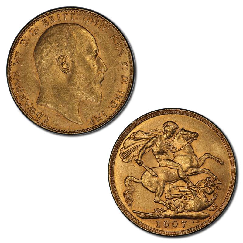 1907 Perth Edward VII Gold Sovereign Lustrous UNC PCGS MS62