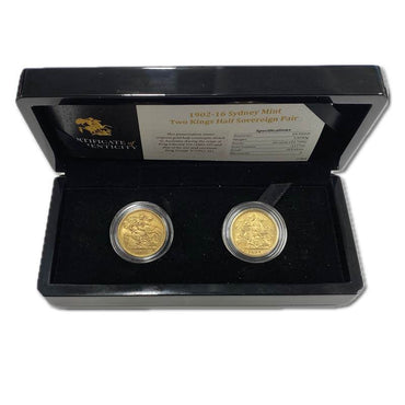 1908 & 1915 Sydney Mint Two Kings Half Sovereign Pair