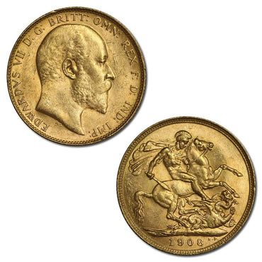 1908 Perth Edward VII Gold Sovereign Lustrous UNC