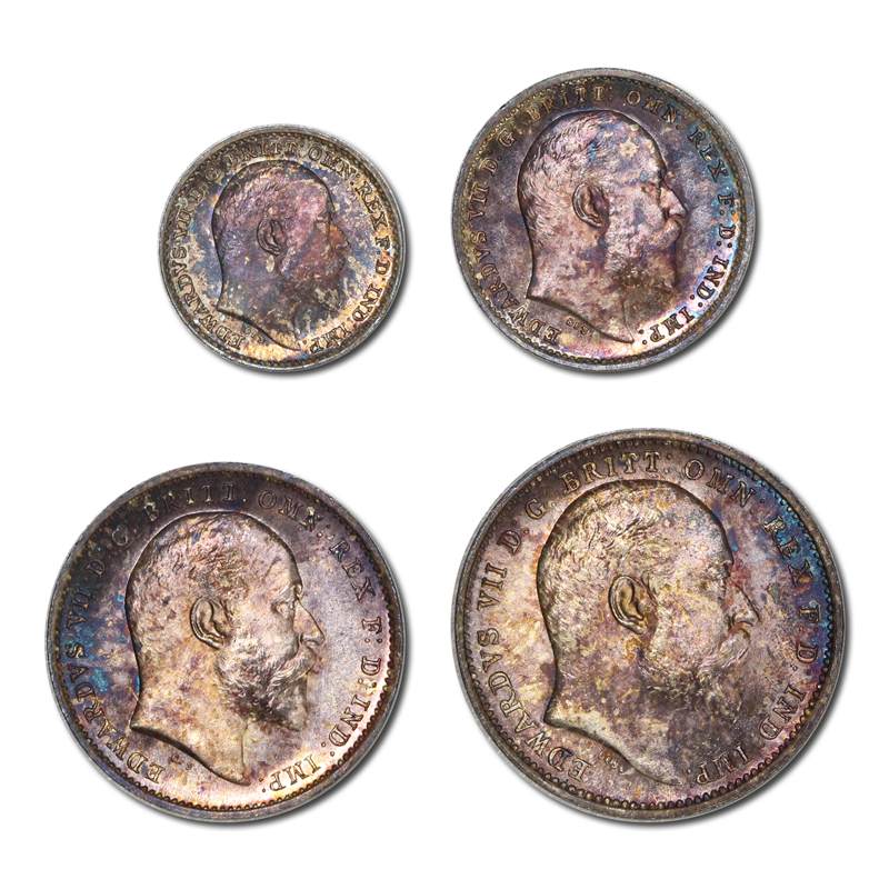Great Britain 1908 Edward VII Maundy Set Cased