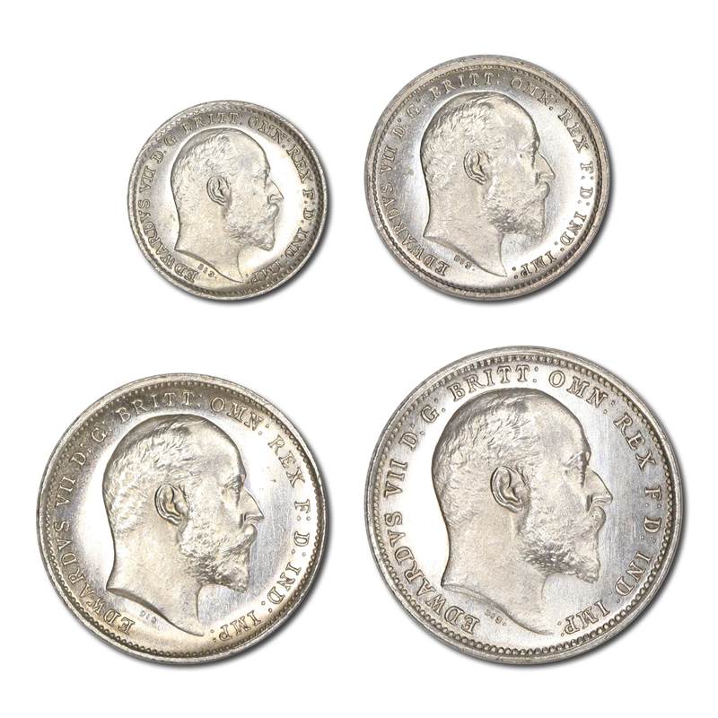 Great Britain 1908 Edward VII Silver Maundy Set