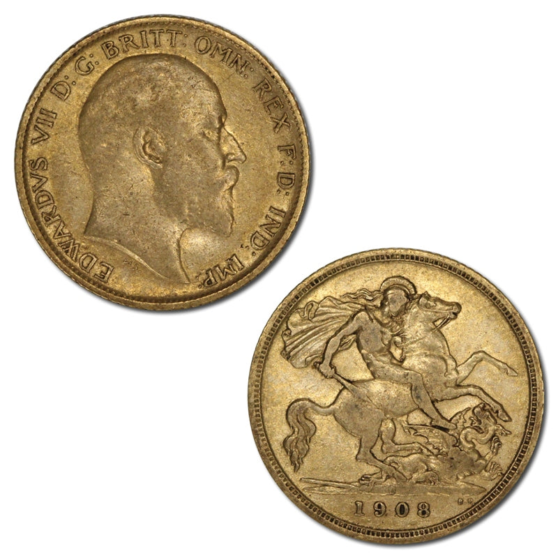 1908 Sydney Edward VII Gold Half Sovereign FINE