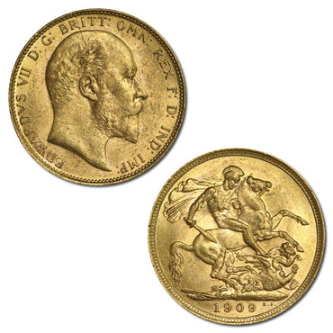 1909 Melbourne Edward VII Gold Sovereign Lustrous nUNC