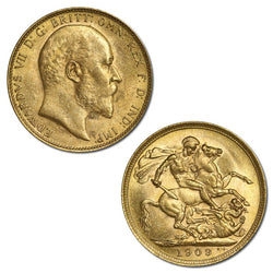 1909 Melbourne Edward VII Gold Sovereign Lustrous nUNC