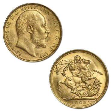 1909 Melbourne Edward VII Gold Sovereign Lustrous nUNC