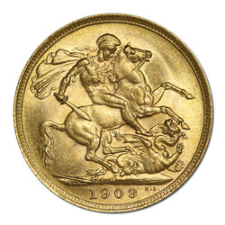 1909 Melbourne Edward VII Gold Sovereign Lustrous nUNC