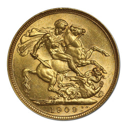 1909 Sydney King Edward VII Gold Sovereign Lustrous UNC