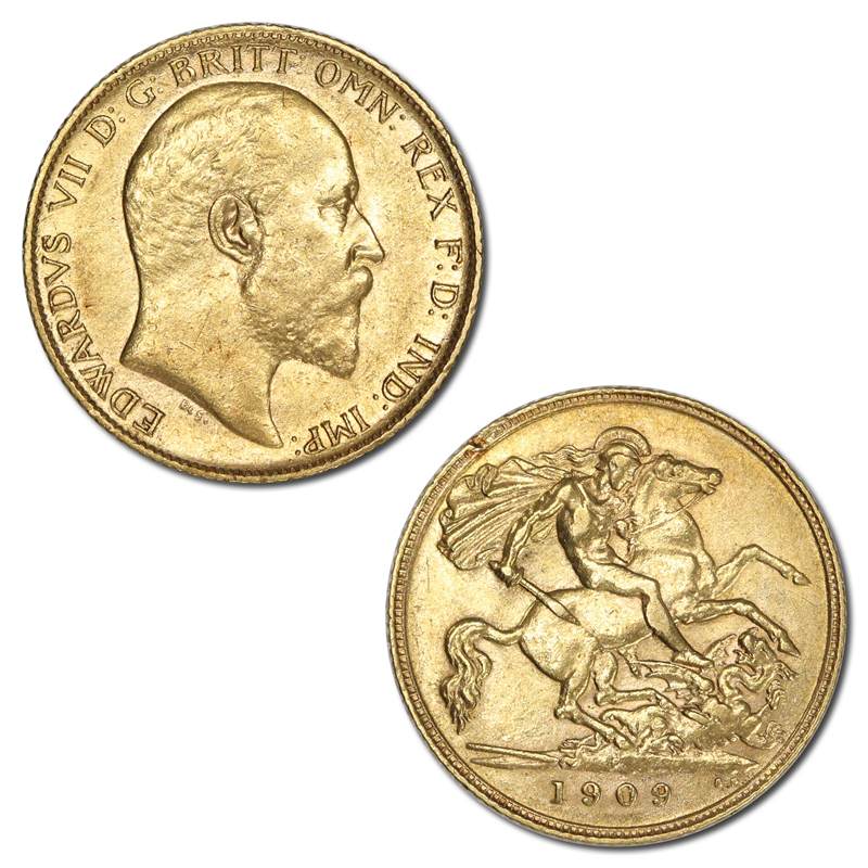 1909 Perth King Edward VII Gold Half Sovereign VF