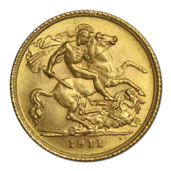 1911 Sydney Gold Half Sovereign Choice UNC