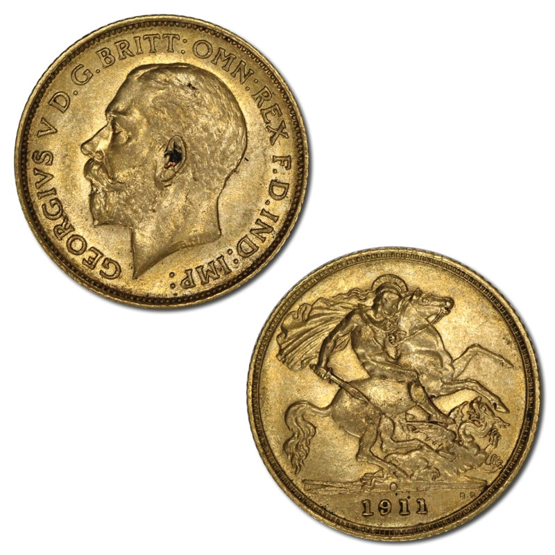 1911 Sydney George V Gold Half Sovereign VF