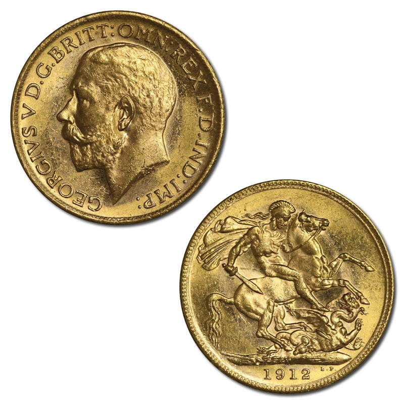 1912 Melbourne George V Gold Sovereign Lustrous UNC