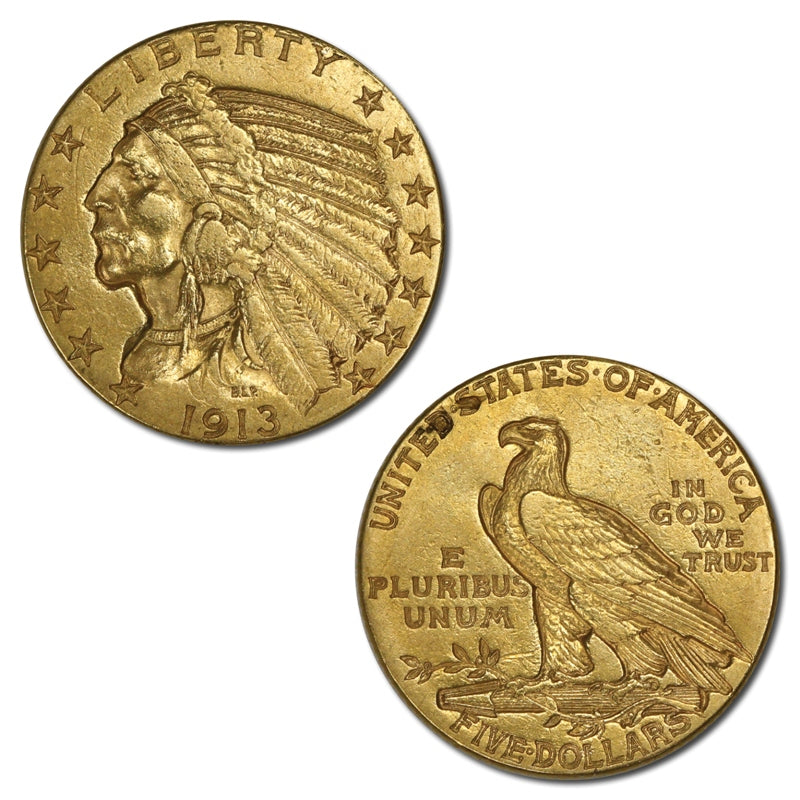 USA 1913 Philadelphia Gold Half Eagle VF+