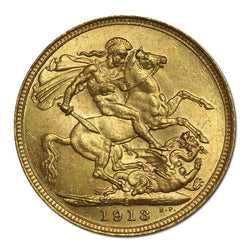 1913 Sydney King George V Gold Sovereign Lustrous UNC