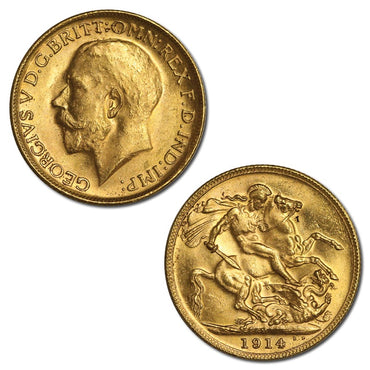 1914 Melbourne George V Gold Sovereign Lustrous UNC