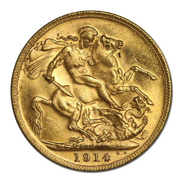 1914 Melbourne George V Gold Sovereign Lustrous UNC