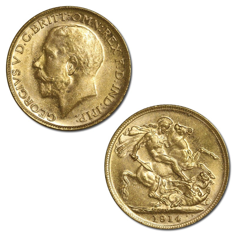 1914 Melbourne King George V Gold Sovereign Lustrous UNC
