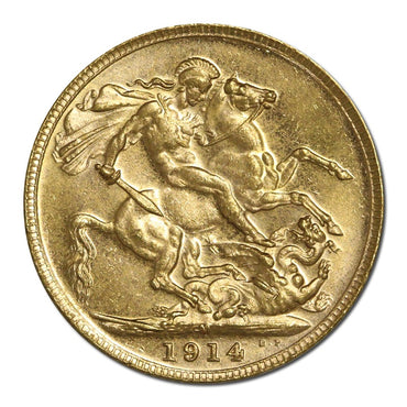 1914 Melbourne King George V Gold Sovereign Lustrous UNC