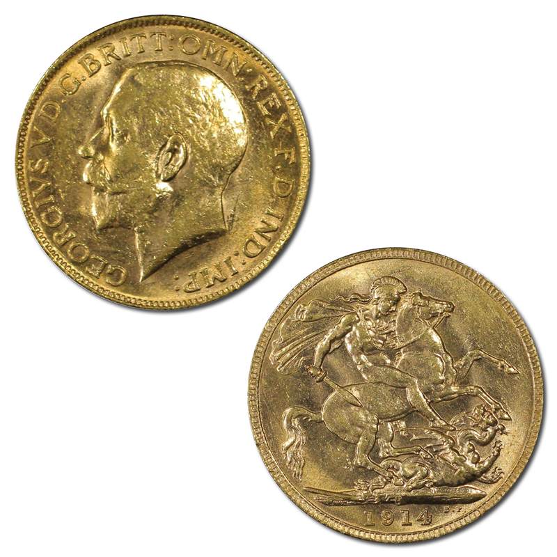 1914 Perth George V Gold Sovereign PCGS MS62