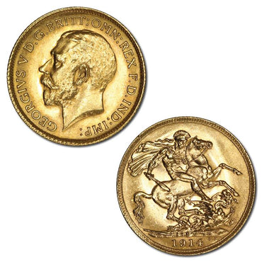 1914 Perth King George V Gold Sovereign Lustrous UNC