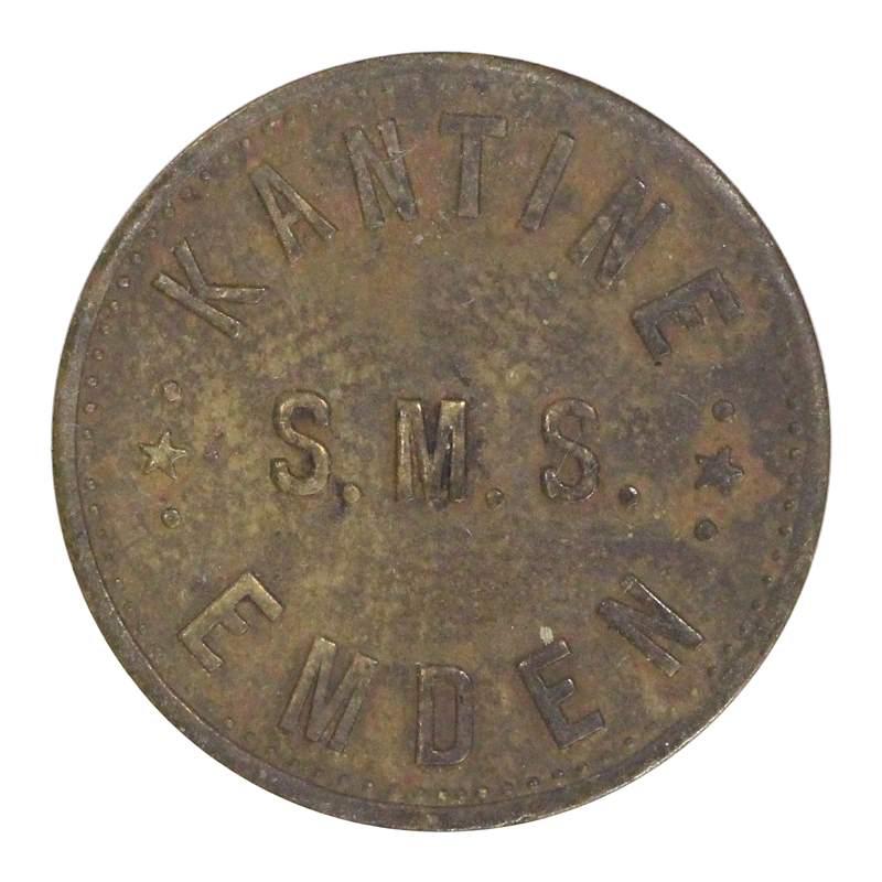 World War I SMS Emden Canteen 10 Pfennig VF+