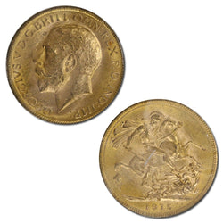 1915 Melbourne Gold Sovereign x5 Coins UNC
