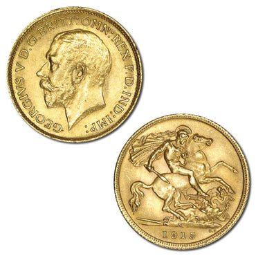 1915 Sydney George V Gold Half Sovereign Lustrous UNC