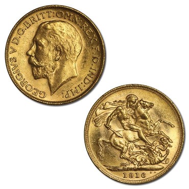 1916 Melbourne George V Gold Sovereign EF