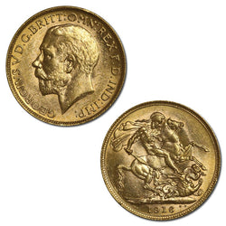 1916 Perth King George V Gold Sovereign Lustrous CHOICE UNC