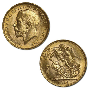 1916 Perth King George V Gold Sovereign Lustrous CHOICE UNC