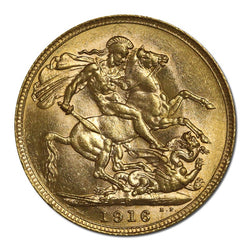 1916 Perth King George V Gold Sovereign Lustrous CHOICE UNC