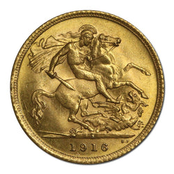 1916 Sydney Gold Half Sovereign Lustrous Brilliant UNC