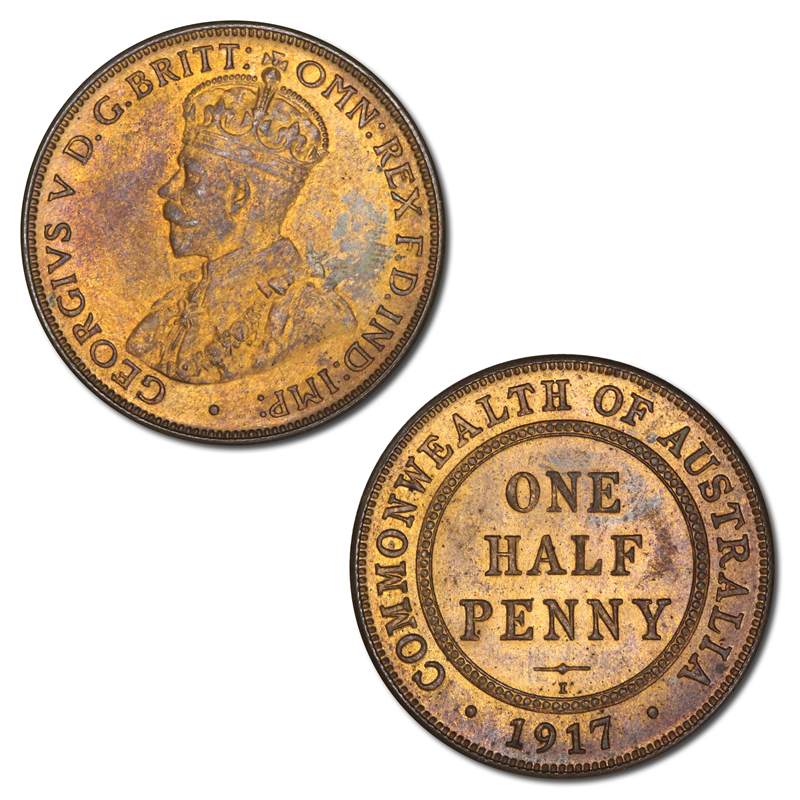 Australia 1917-I Mintmark, Calcutta Halfpenny