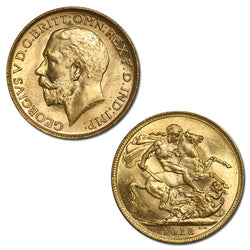 1918 Melbourne George V Gold Sovereign Lustrous CHOICE UNC