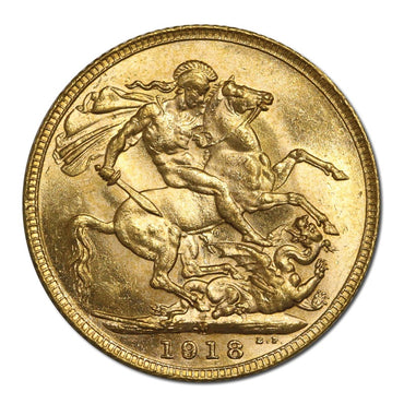 1918 Melbourne George V Gold Sovereign Lustrous CHOICE UNC