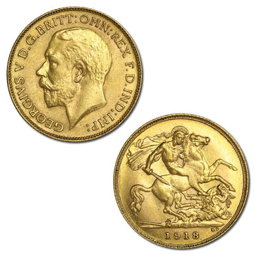1918 Perth George V Gold Half Sovereign Lustrous nUNC