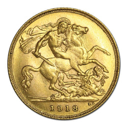 1918 Perth George V Gold Half Sovereign Lustrous nUNC
