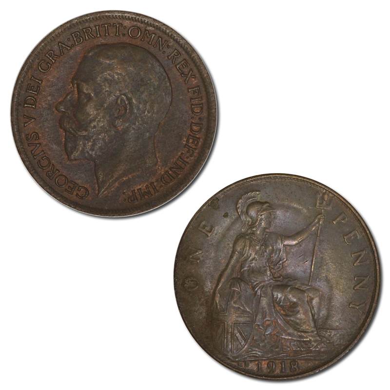 Great Britain 1918 KN George V Penny EF