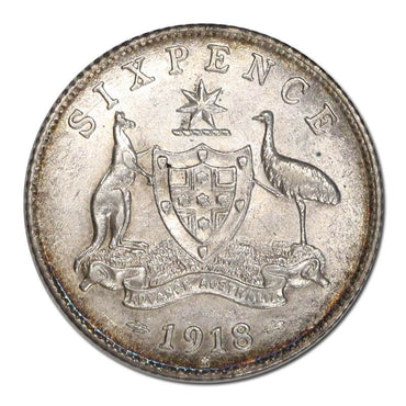 Australia 1918 Sixpence nUNC/EF