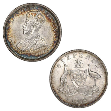 Australia 1918 Sixpence nUNC/EF