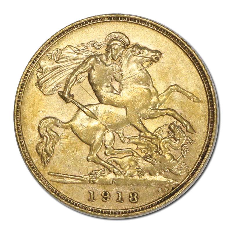 1918 Perth George V Gold Half Sovereign EF/VF+