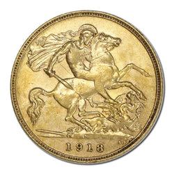 1918 Perth George V Gold Half Sovereign EF/VF+