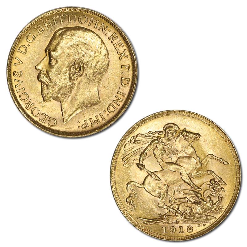 1918 Perth King George V Gold Sovereign Lustrous nUNC