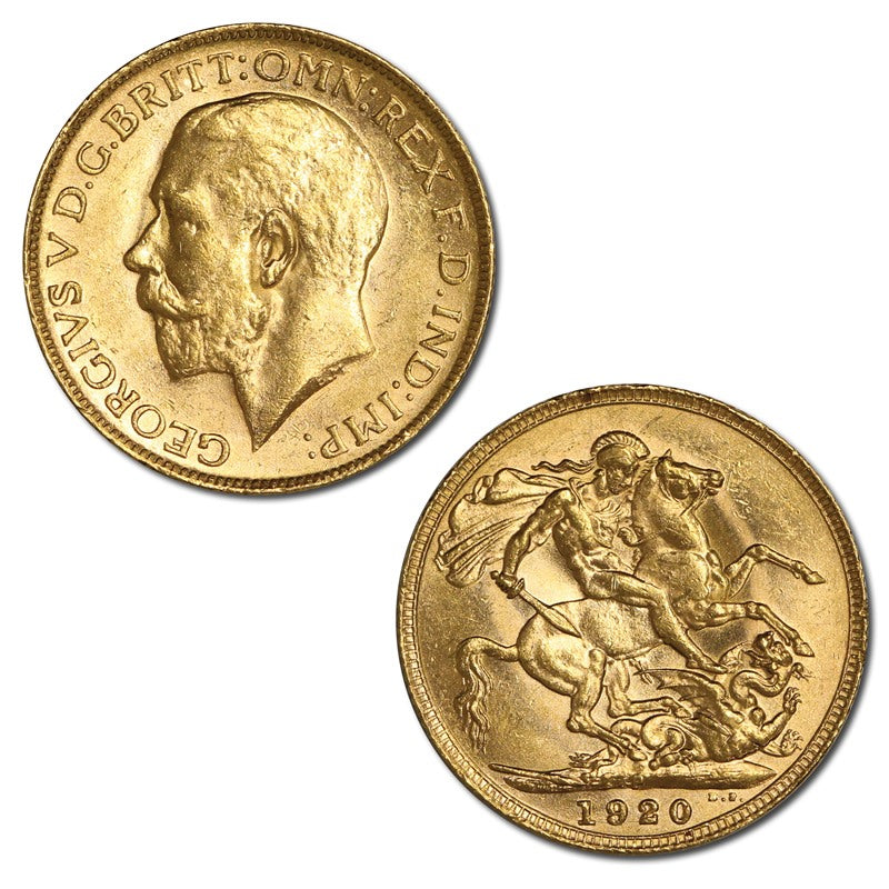 1920 Perth Gold Sovereign Rim Nicks Lustrous UNC