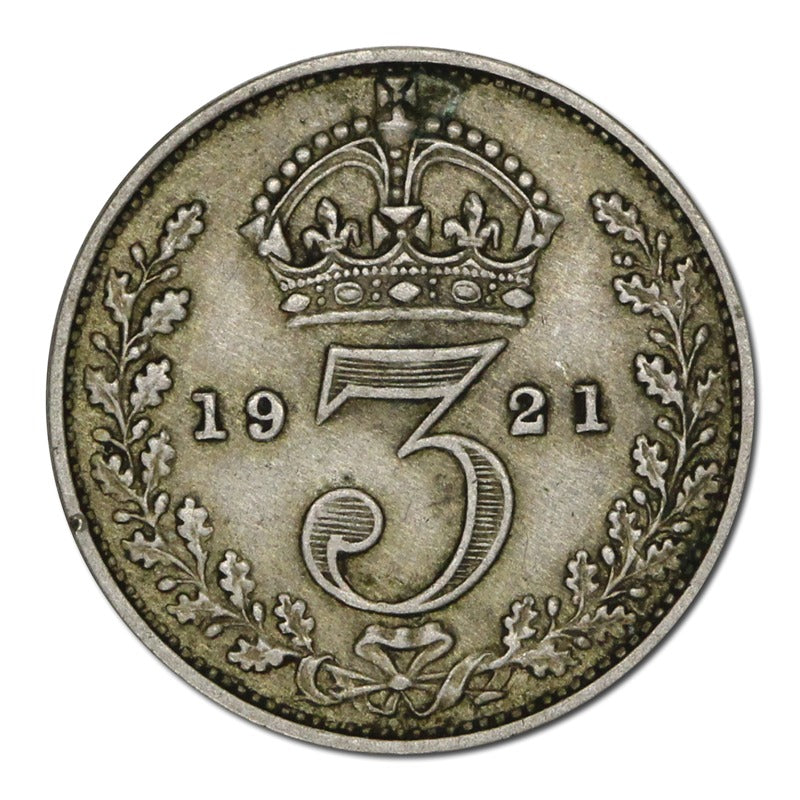 Great Britain 1921 Threepence Error Reverse Brockage